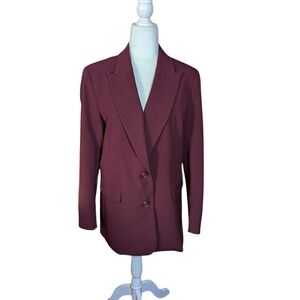Burgundy Long Knit Blazer Office Siren. Dark Academia. Career Classic Sz XL